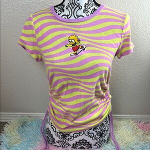 The Simpsons Lisa Striped Side Tie Fan Tshirt L